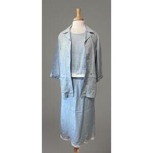 LL Bean Freeport Studio Linen Boho Coastal Casual 3pc Set Jacket Tank Skirt sz S